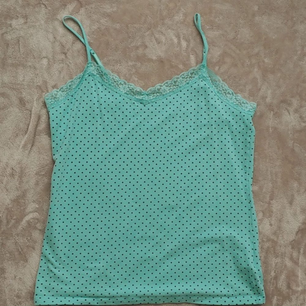 Mint/Navy Polka Dot Cami